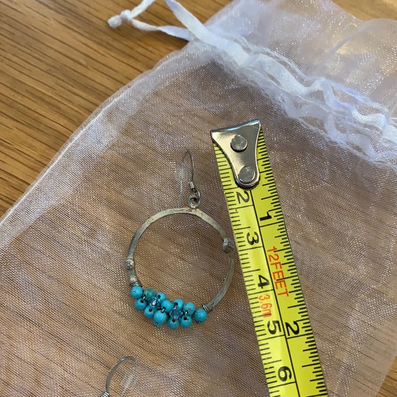 Custom Earrings ~Silver Tone~ Turquoise Aqua Beads - Picture 8 of 9